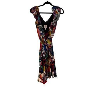 Suzi Chin for Maggy Boutique Floral Ruffle Wrap Dress Sz 4